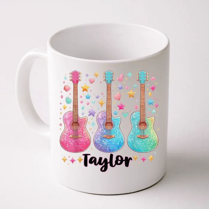 Girl Retro Taylor First Name Personalized Groovy 80S Pink Front & Back Coffee Mug