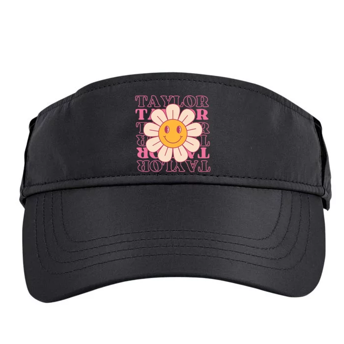 Girl Retro Taylor First Name Personalized Groovy Birthday Adult Drive Performance Visor