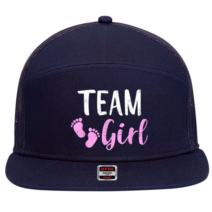 Gender Reveal Team Girl Matching Family Baby Party Supplies 7 Panel Mesh Trucker Snapback Hat