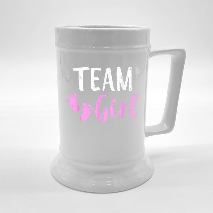 Gender Reveal Team Girl Matching Family Baby Party Supplies Front & Back Beer Stein