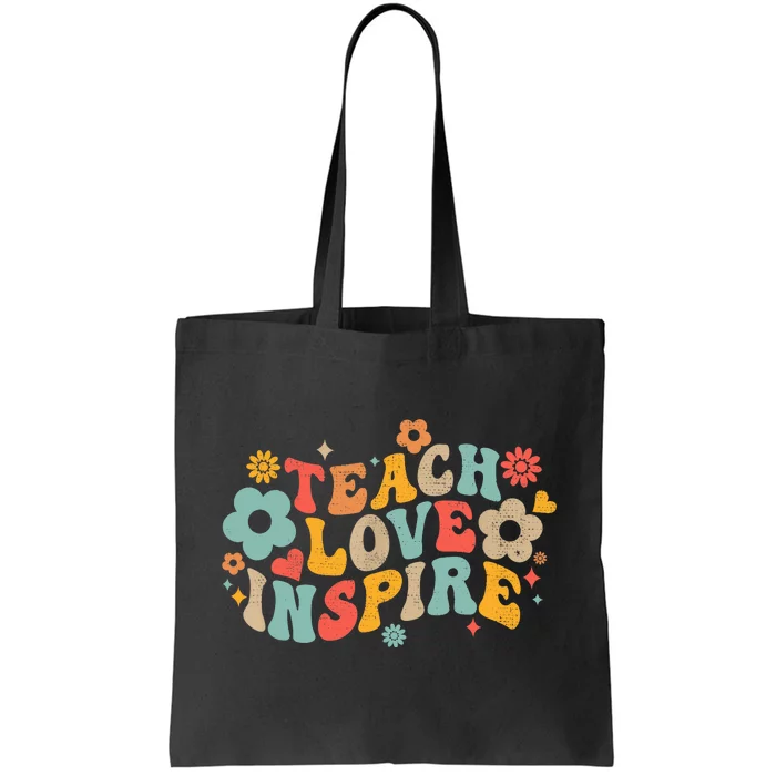 Groovy Retro Teach Love Inspire Back To School Teachers Tote Bag