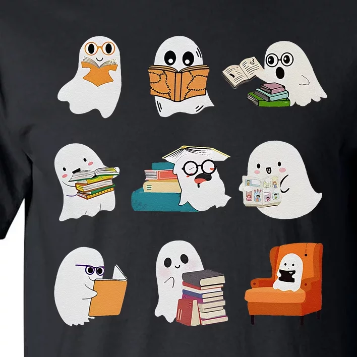 Ghost Reading Teacher Halloween Librarian Book Lover School Tall T-Shirt