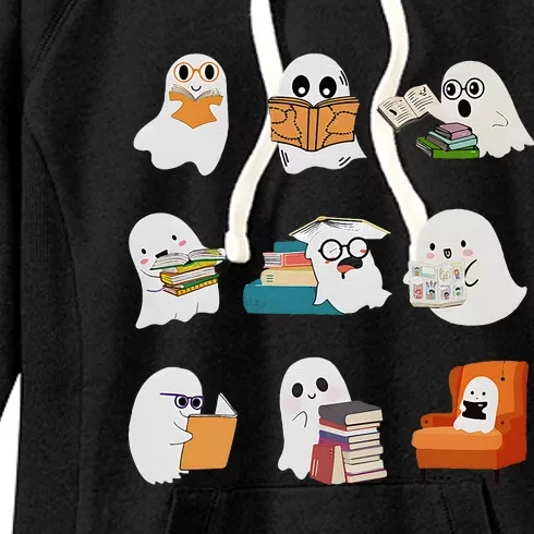 Ghost Reading Teacher Halloween Librarian Book Lover School Women's Fleece Hoodie