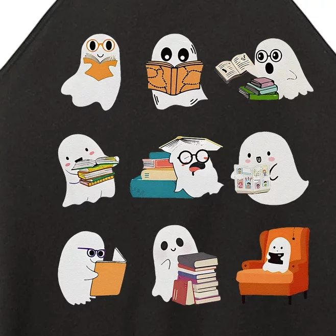 Ghost Reading Teacher Halloween Librarian Book Lover School Women’s Perfect Tri Rocker Tank