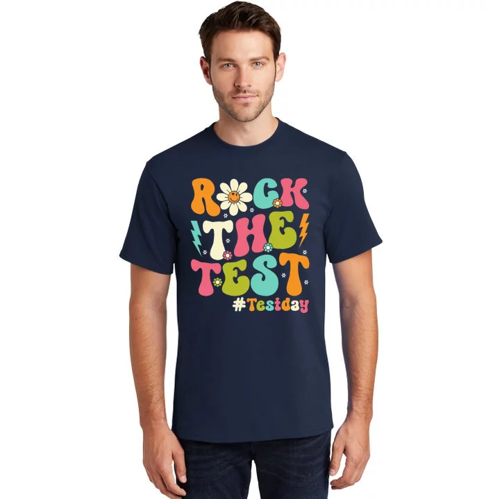 Groovy Rock The Test Motivational Retro Teachers Testing Day Tall T-Shirt