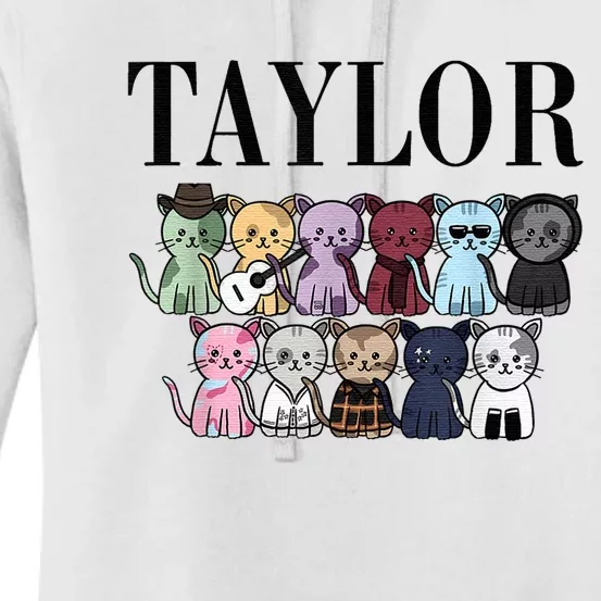 Girl Retro TâYlor First Name Cats Bands Personalized Groovy Women's Pullover Hoodie