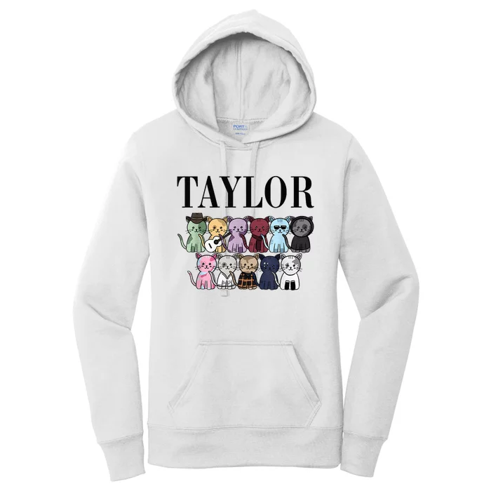 Girl Retro TâYlor First Name Cats Bands Personalized Groovy Women's Pullover Hoodie