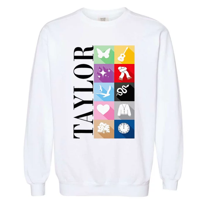 Girl Retro Taylor First Name Personalized Groovy Birthday Garment-Dyed Sweatshirt