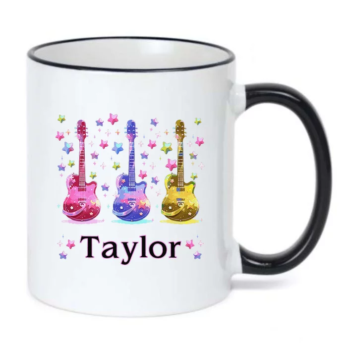 Girl Retro Taylor First Name Personalized Groovy 80S Gift Black Color Changing Mug