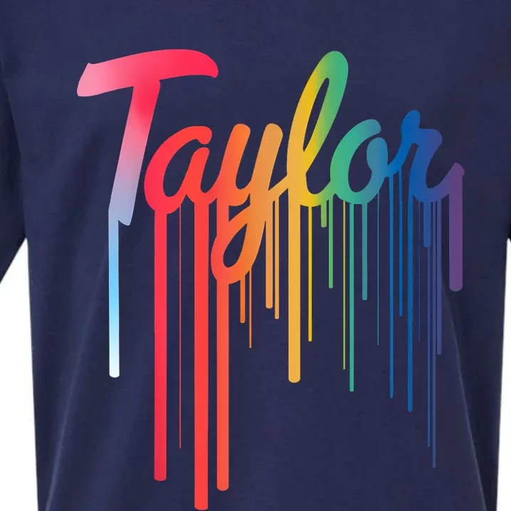 Girl Retro Taylor First Name Personalized Groovy 80S Sueded Cloud Jersey T-Shirt