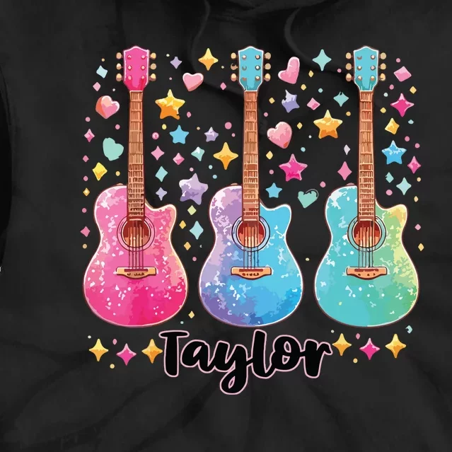 Girl Retro Taylor First Name Personalized Groovy 80s Pink Tie Dye Hoodie