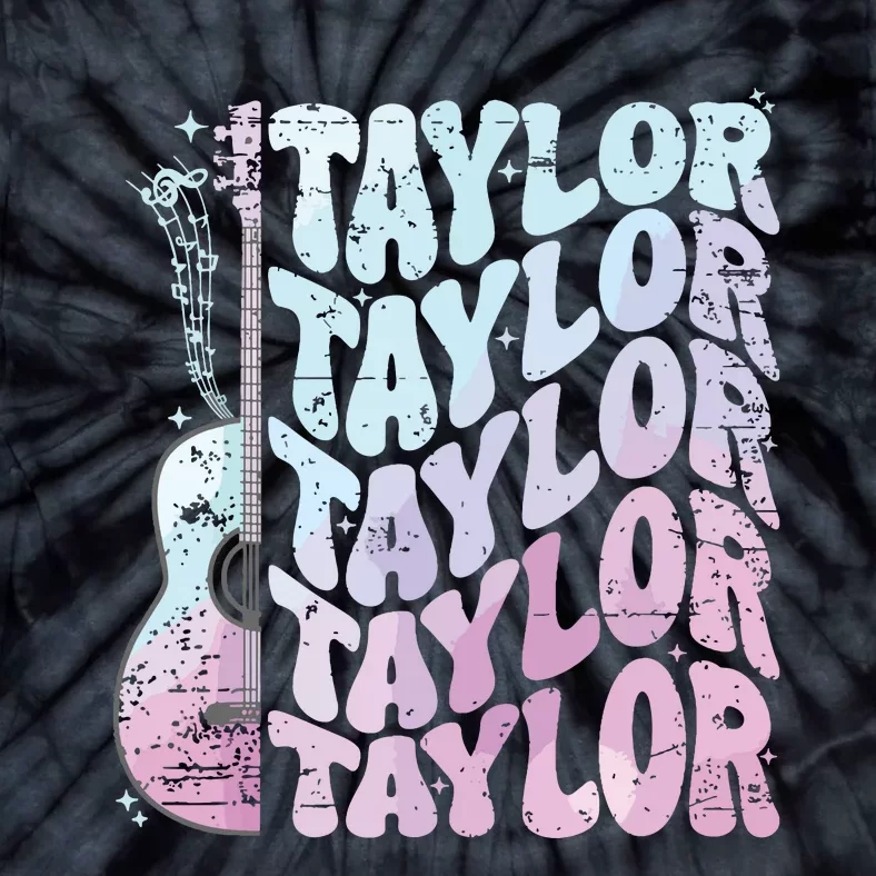 Girl Retro Taylor First Name Personalized Groovy 80s Pink Tie-Dye T-Shirt