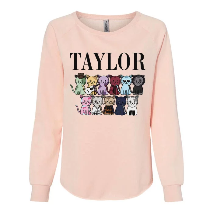 Girl Retro Taylor First Name Personalized Groovy Birthday Womens California Wash Sweatshirt