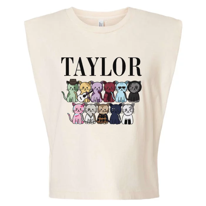 Girl Retro Taylor First Name Personalized Groovy Birthday Garment-Dyed Women's Muscle Tee