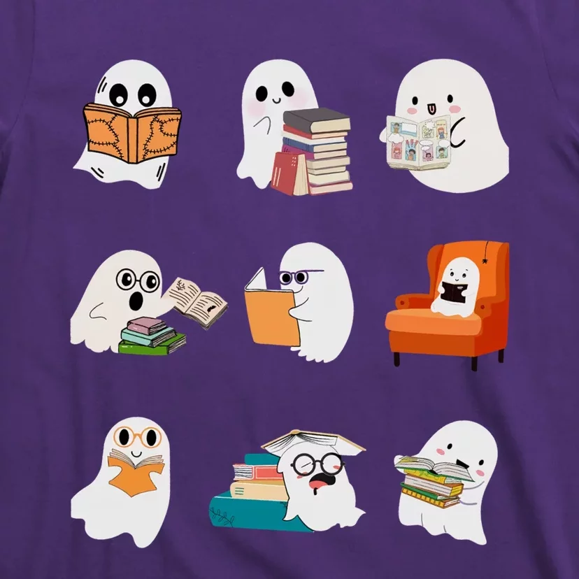 Ghost Reading Teacher Halloween Librarian Book Lover T-Shirt