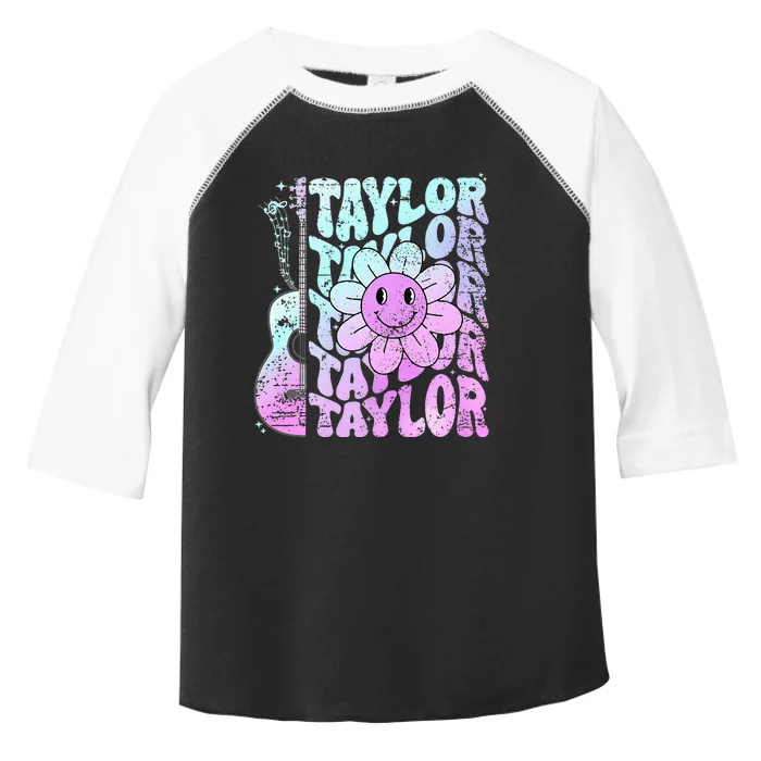 Girl Retro Taylor First Name Personalized Toddler Fine Jersey T-Shirt