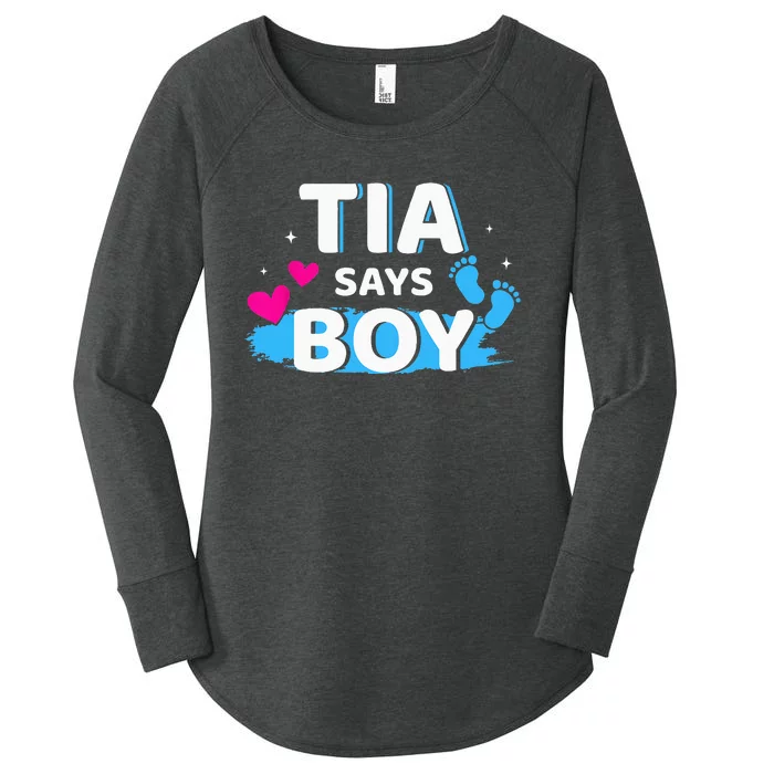 Gender reveal tia says matching family baby party Women's Perfect Tri Tunic Long Sleeve Shirt