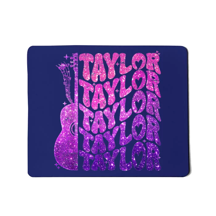 Girl Retro TâYlor First Name Personalized Groovy 80S Pink Mousepad