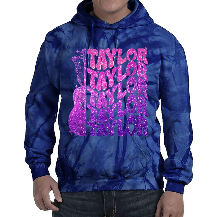 Girl Retro TâYlor First Name Personalized Groovy 80S Pink Tie Dye Hoodie