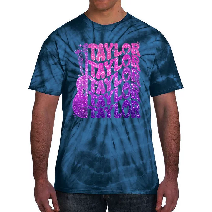 Girl Retro TâYlor First Name Personalized Groovy 80S Pink Tie-Dye T-Shirt