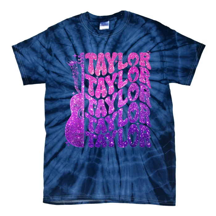 Girl Retro TâYlor First Name Personalized Groovy 80S Pink Tie-Dye T-Shirt