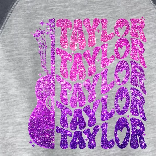 Girl Retro TâYlor First Name Personalized Groovy 80S Pink Toddler Fine Jersey T-Shirt