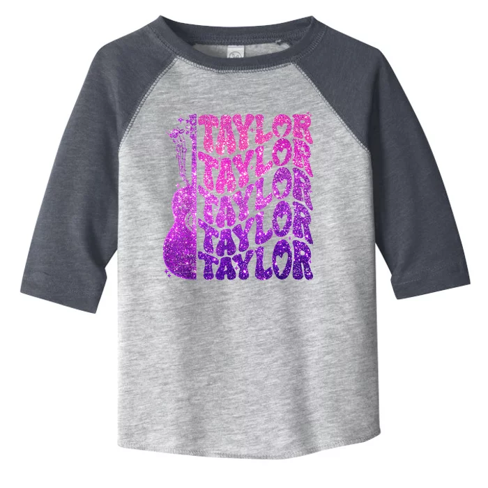 Girl Retro TâYlor First Name Personalized Groovy 80S Pink Toddler Fine Jersey T-Shirt