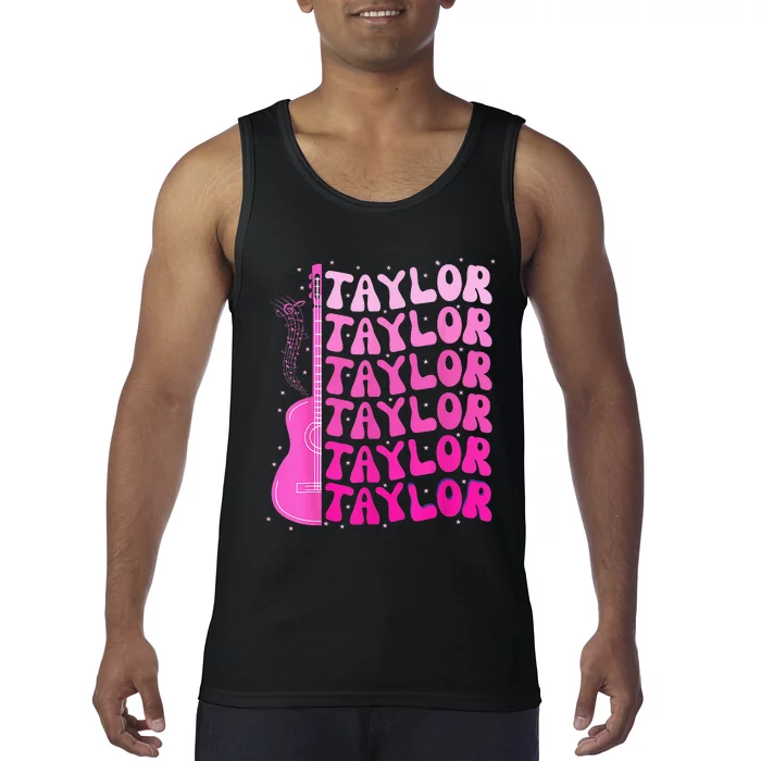 Girl Retro Taylor First Name Personalized Birthday Tank Top