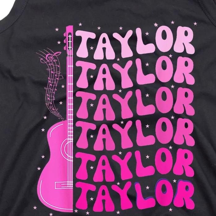 Girl Retro Taylor First Name Personalized Birthday Tank Top