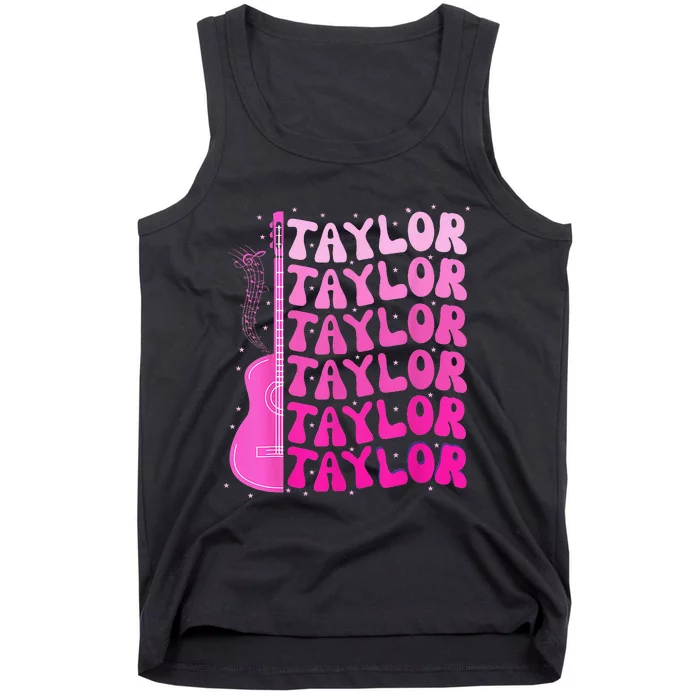 Girl Retro Taylor First Name Personalized Birthday Tank Top