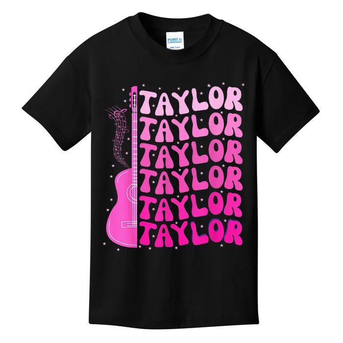 Girl Retro Taylor First Name Personalized Birthday Kids T-Shirt