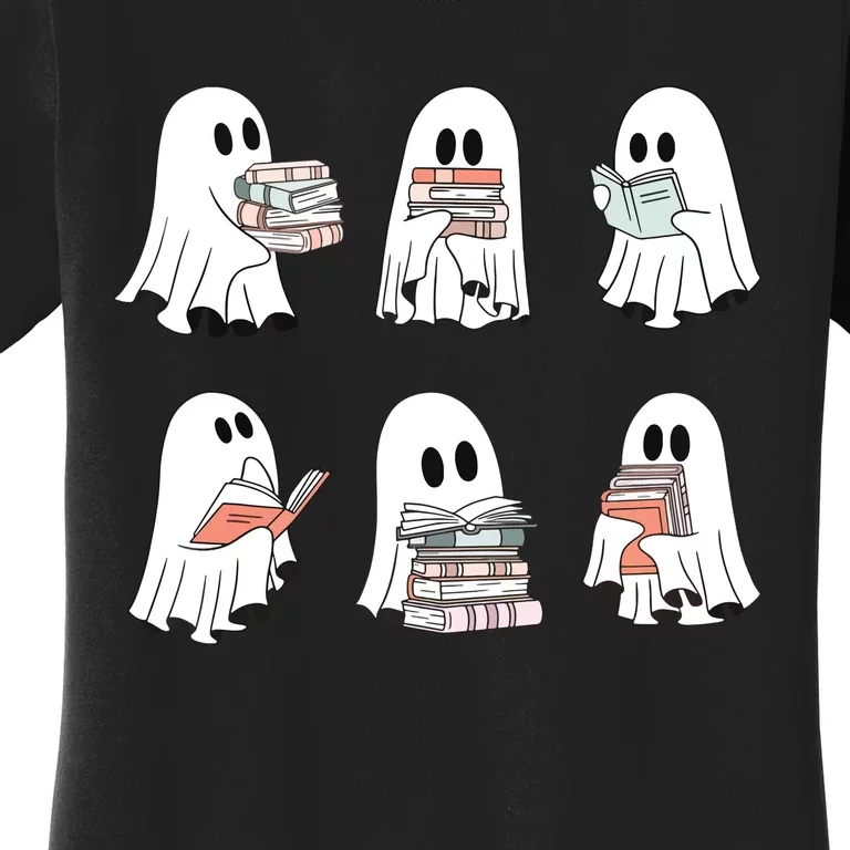 Ghost Reading Teacher Halloween Costume Librarian Book Lover Women's T-Shirt