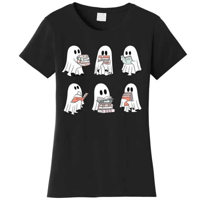 Ghost Reading Teacher Halloween Costume Librarian Book Lover Women's T-Shirt