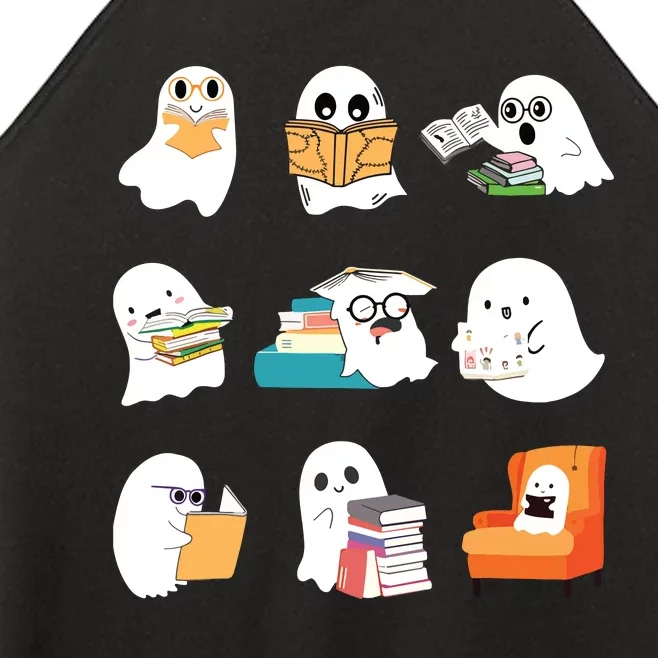 Ghost Reading Teacher Halloween Librarian Book Lover School Women’s Perfect Tri Rocker Tank