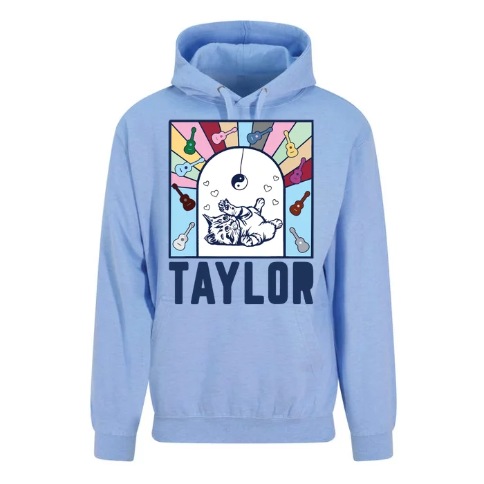 Girl Retro Taylor First Name Personalized Groovy Birthday Unisex Surf Hoodie