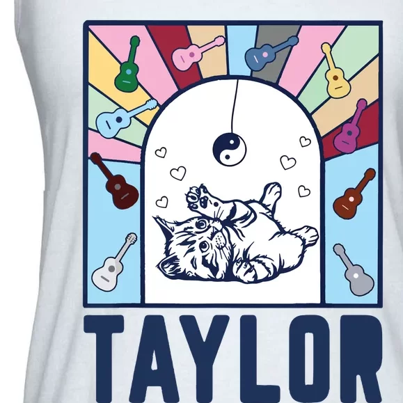 Girl Retro Taylor First Name Personalized Groovy Birthday Ladies Essential Flowy Tank