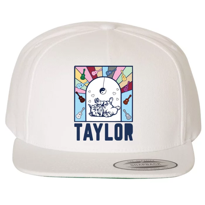 Girl Retro Taylor First Name Personalized Groovy Birthday Wool Snapback Cap