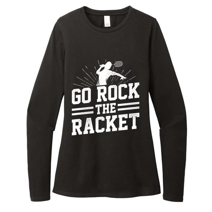 Go Rock The Racket Badminton Player Sports Shuttlecock Cross Gift Womens CVC Long Sleeve Shirt