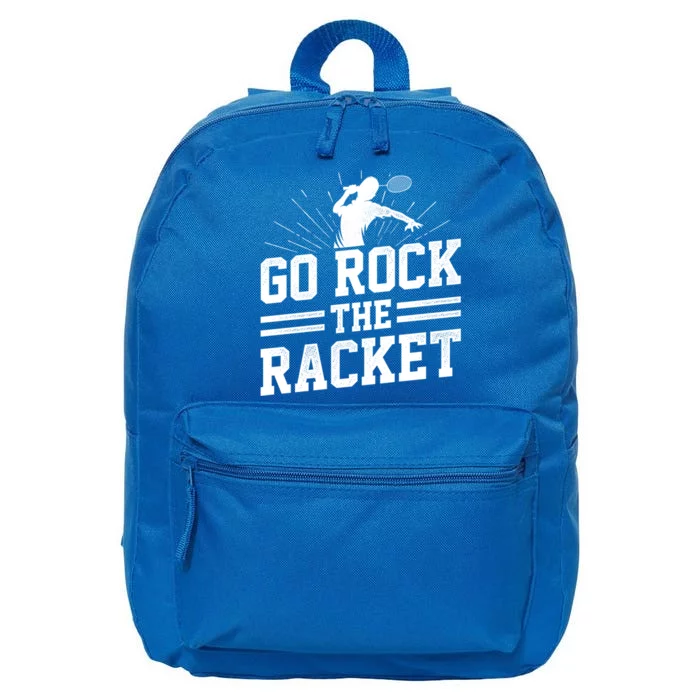 Go Rock The Racket Badminton Player Sports Shuttlecock Cross Gift 16 in Basic Backpack