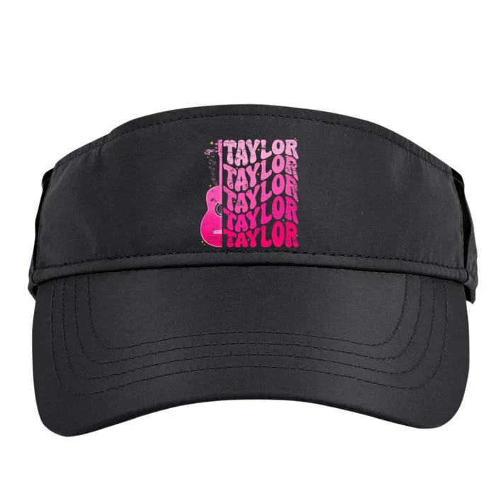 Girl Retro Taylor First Name Personalized Groovy 80S Pink Adult Drive Performance Visor