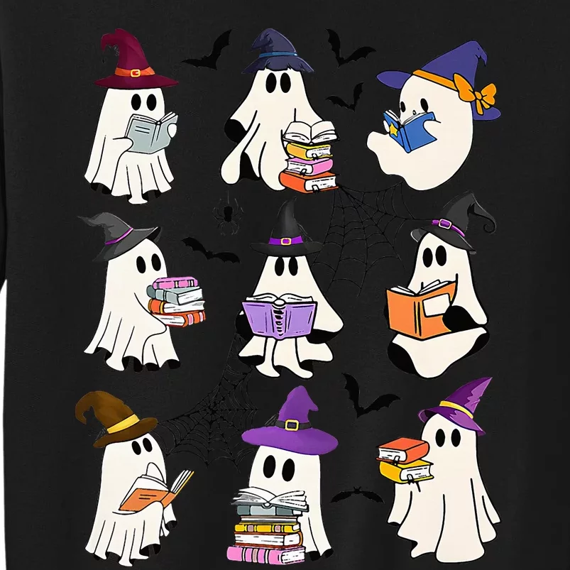 Ghost Reading Teacher Halloween Librarian Book Lover School Tall Sweatshirt