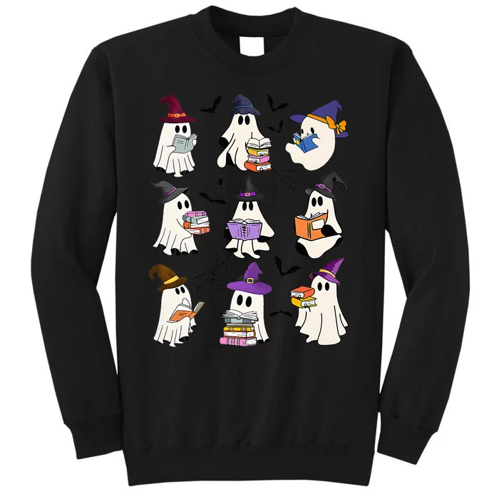 Ghost Reading Teacher Halloween Librarian Book Lover School Tall Sweatshirt