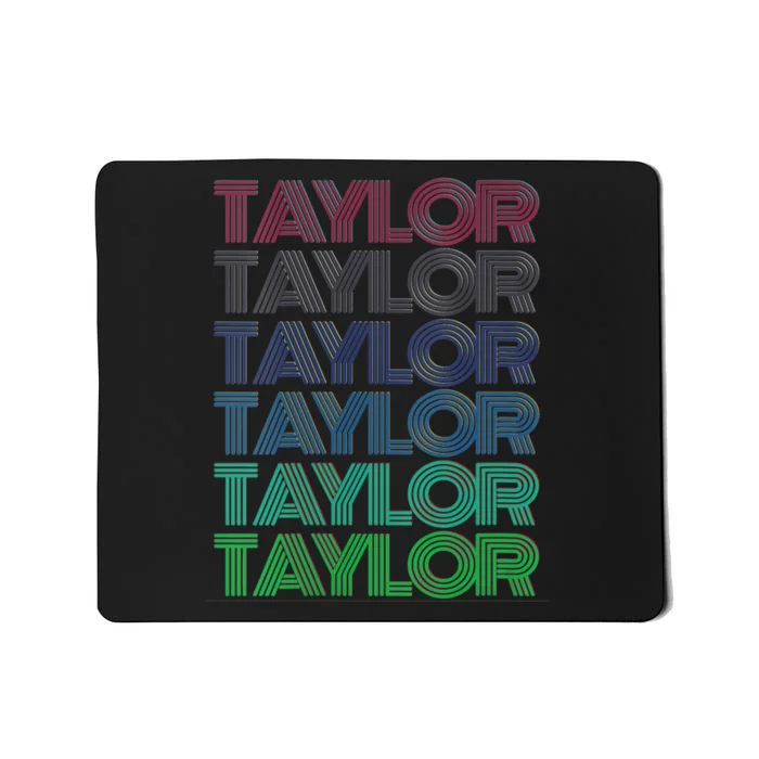 Girl Retro Taylor First Name Personalized Groovy 80S Mousepad