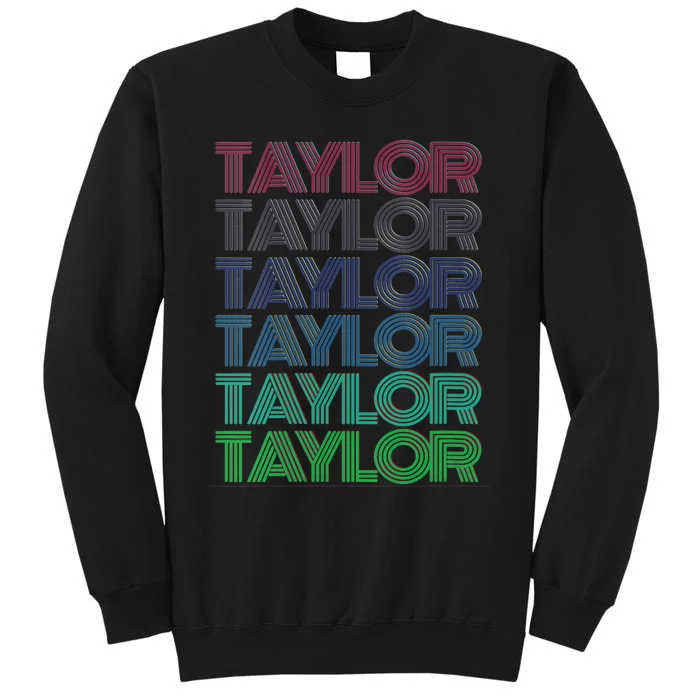 Girl Retro Taylor First Name Personalized Groovy 80S Tall Sweatshirt