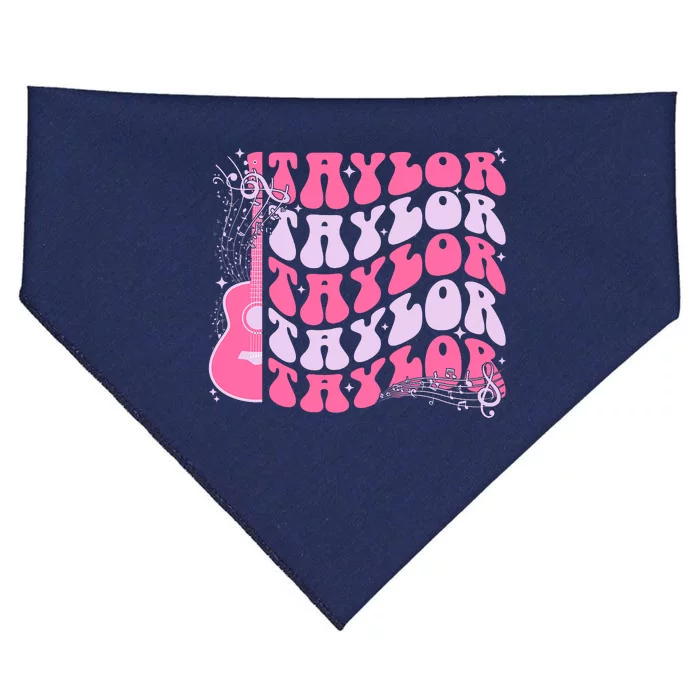 Girl Retro Taylor First Name Personalized Groovy Birthday USA-Made Doggie Bandana