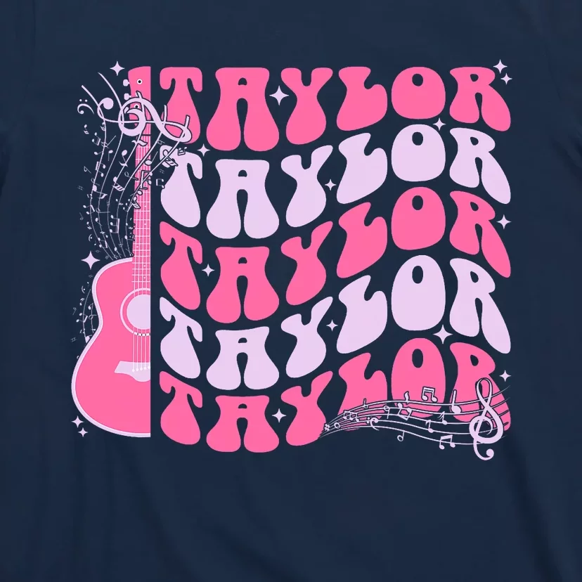 Girl Retro Taylor First Name Personalized Groovy Birthday T-Shirt