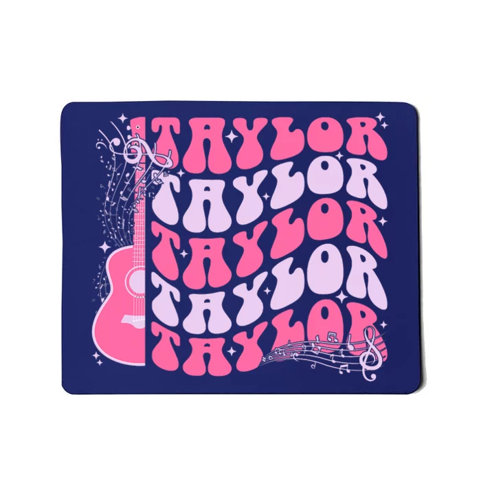 Girl Retro Taylor First Name Personalized Groovy Birthday Mousepad