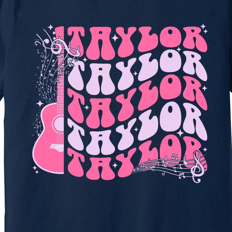 Girl Retro Taylor First Name Personalized Groovy Birthday Premium T-Shirt