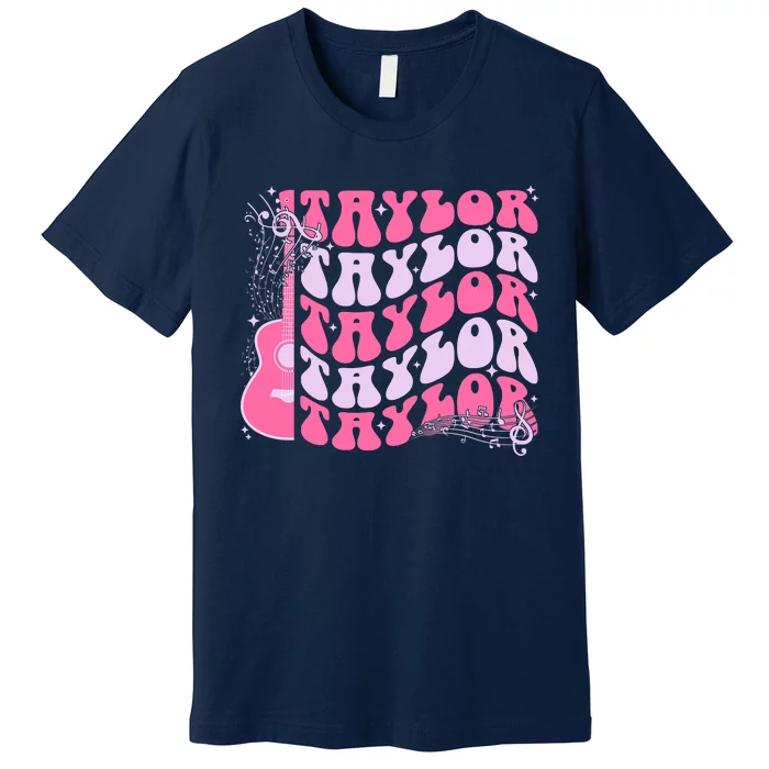 Girl Retro Taylor First Name Personalized Groovy Birthday Premium T-Shirt