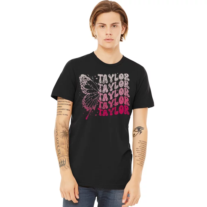 Girl Retro Taylor First Name Personalized Premium T-Shirt